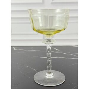 Vintage 1940s Tiffin Yellow Topaz Champagne Sherbet Coupe 6 1/4" Tall